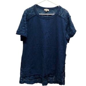 Umgee Blue Lace Sleeve Women's Top
